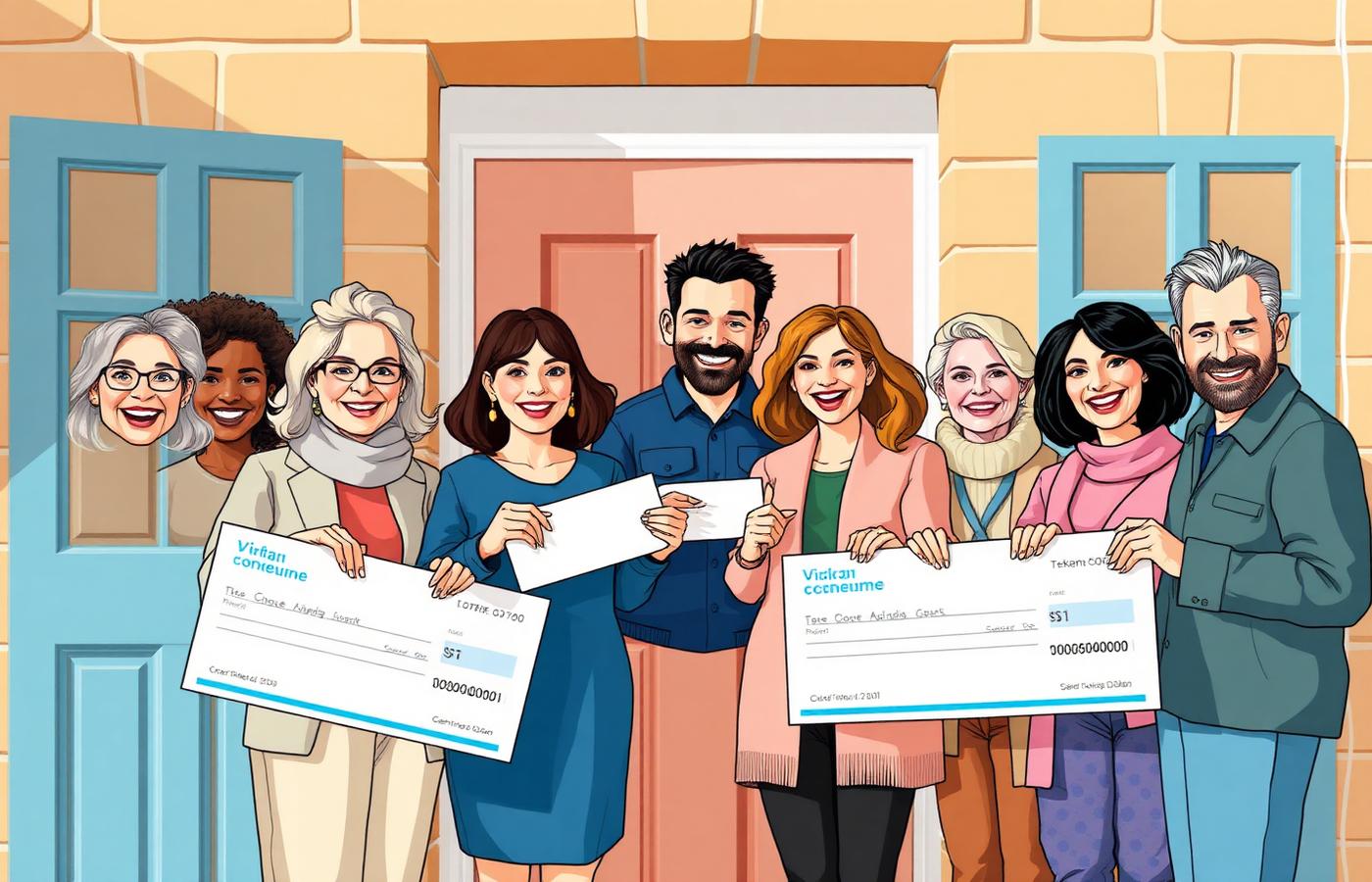 Neighbours across the UK celebrating their prize draw wins